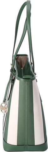 Michael Kors Jet Set Travel Large Top Zip Tote Fern Green Multi Stripe in Saudi Arabia