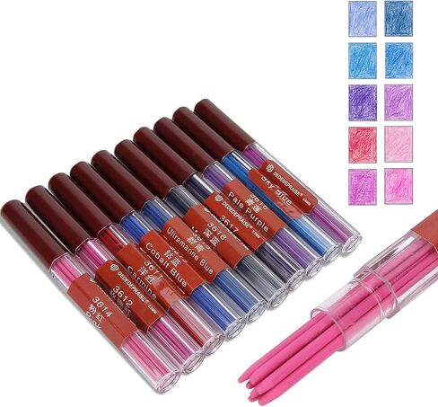 2.0mm Colored Refills, 10 Assorted , Bold and 90 mm Tall, Refill Mechanical Automatic Pencil Leads, 8pcs for Each Color in Saudi Arabia