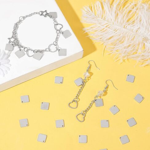 DICOSMETIC Stamping Blank Tag Pendants Stainless Steel Flat Round Heart Star Triangle Teardrop Blank Pendants Double Side Drawbench Blank Charms for Jewelry Making in Saudi Arabia