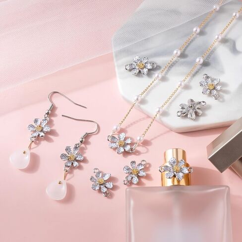 50Pcs Enamel Flower Pendant, Daisy Floral Connector Charm with Double Loops for DIY Beads Bracelet Earring Necklace Jewelry Making in Saudi Arabia