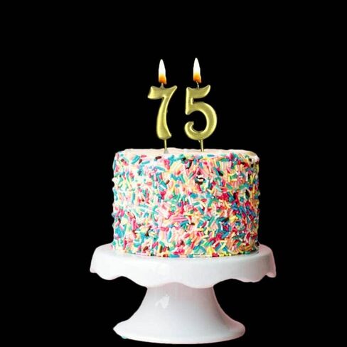 Happy 75th Birthday Cake Topper, Gold Glitter 75th Birthday Cake Topper, 75th Birthday Candles, 75 Fabulous Cake Topper with Number 75 Candles for Women Men 75th Birthday Decorations in Saudi Arabia