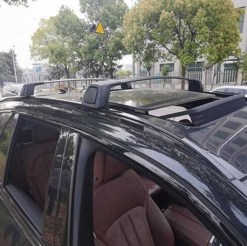رف شحن سقف أسود بدون ضوضاء لسيارة BMW X5 G05 2019-2024 حامل سقفي حامل حقائب متقاطع قابل للقفل (يناسب السيارة مع حاجز جانبي) in Kuwait