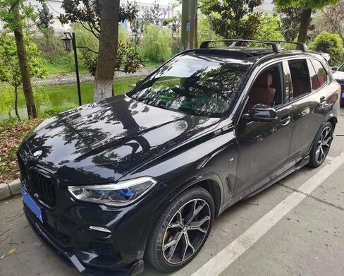 رف شحن سقف أسود بدون ضوضاء لسيارة BMW X5 G05 2019-2024 حامل سقفي حامل حقائب متقاطع قابل للقفل (يناسب السيارة مع حاجز جانبي) in Kuwait