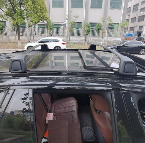 رف شحن سقف أسود بدون ضوضاء لسيارة BMW X5 G05 2019-2024 حامل سقفي حامل حقائب متقاطع قابل للقفل (يناسب السيارة مع حاجز جانبي) in Kuwait