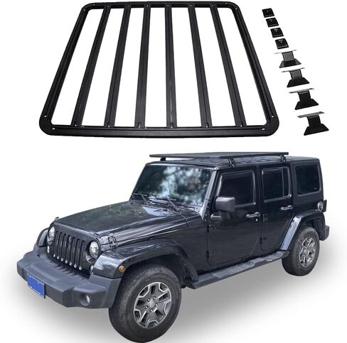 منصة سقف السيارة مناسبة لسيارة جيب رانجلر JK JL 2007-2023 و2019-2023 جيب جلاديتور مع نظام سطح حامل البضائع الصلب 63 بوصة × 55 بوصة، غير مجمعة in Kuwait