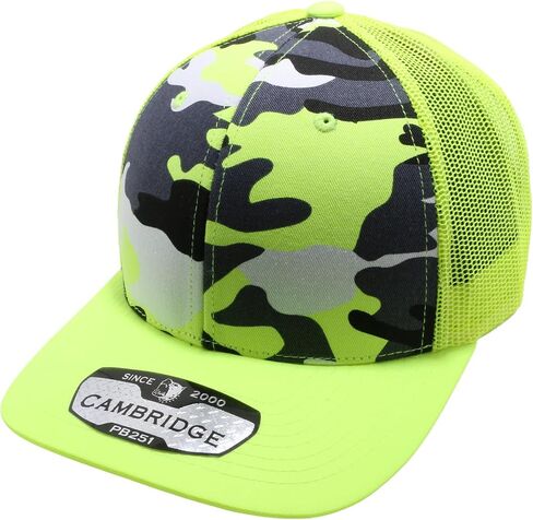 Pit Bull Premium Headwear Cambridge Trucker Hat Neon Camo Mesh Back Adjustable Snapback Hat Baseball Cap for Men & Women in Saudi Arabia