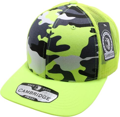 Pit Bull Premium Headwear Cambridge Trucker Hat Neon Camo Mesh Back Adjustable Snapback Hat Baseball Cap for Men & Women in Saudi Arabia