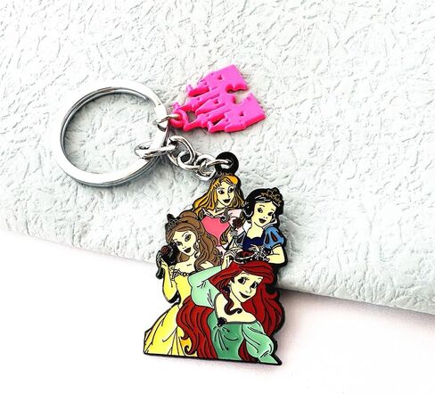 princess Snow Whte Sleepng Beuty Keychain Metal Litle Mermaid Beauty Beast Keychain Gifts for Men Woman in Saudi Arabia