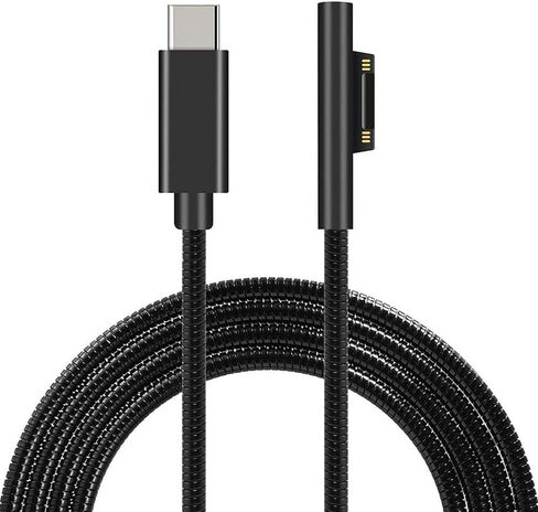 كابل شحن Surface Connect to USB-C (أسود مطفي بطول 10 أقدام)، متوافق مع Microsoft Surface Pro 10/7/6/5/4/3 Go3/2/1 Laptop4/3/2/1، يجب أن يعمل مع 45 وات 15 فولت/3 أمبير شاحن USB-C PD in Kuwait