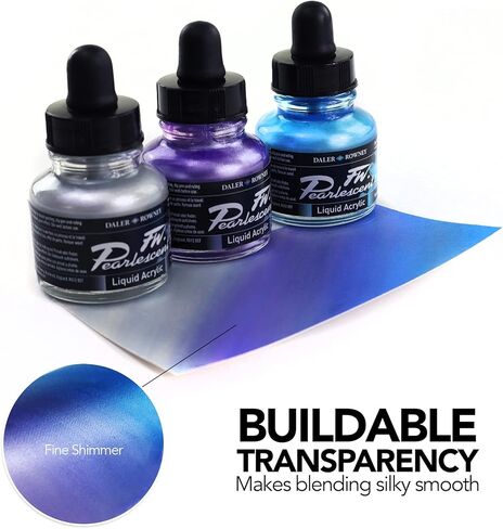 زجاجة حبر أكريليك من Daler-Rowney FW Pearlescent بيضاء لؤلؤية - حبر رسم أكريليك للفنانين والطلاب - حبر الخط الدائم - حبر أرشيفي للتوضيح والمزيد in Saudi Arabia