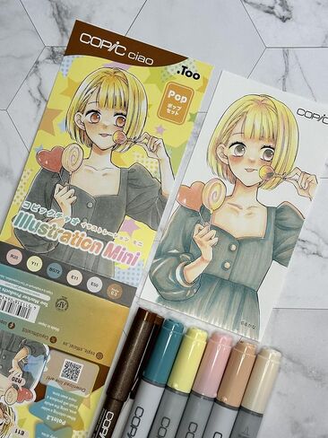 Copic Ciao Illustration Mini Cool Set, 5 Alcohol-markers + 1 Multiliner drawing pen in Saudi Arabia