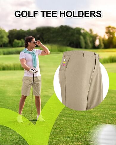 Outdoor Ventures Men's Golf Shorts Dry Fit Stretch Lightweight 9 Inch Flat Front Dress Shorts for Hiking Work Casual in Saudi Arabia