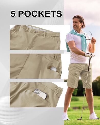 Outdoor Ventures Men's Golf Shorts Dry Fit Stretch Lightweight 9 Inch Flat Front Dress Shorts for Hiking Work Casual in Saudi Arabia