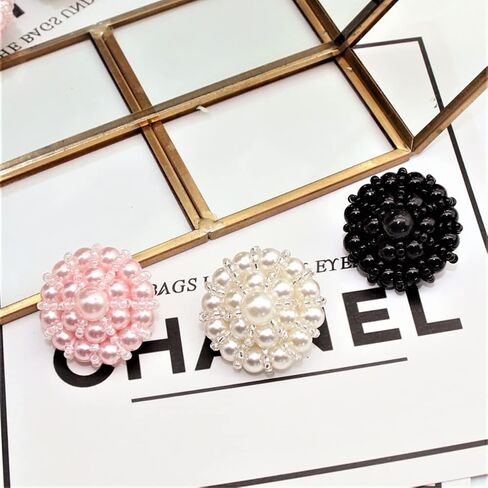 4 Pcs Sew On Pearl Buttons Decorative Floral Pearl Buttons Round Crystal Button Pearl Embellishments for Dress Coat Decorations Pink in Saudi Arabia