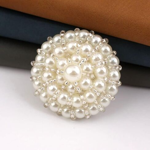 4 Pcs Sew On Pearl Buttons Decorative Floral Pearl Buttons Round Crystal Button Pearl Embellishments for Dress Coat Decorations Pink in Saudi Arabia