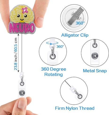 YAZMEEN Nurse Retractable Badge Reel with Alligator Clip Ortho ID Card Badge Holder Cute Bone Badge Funny Pink Glitter Badge Reel Gift for Orthopedic Nurse Doctor Assistant Student Medical Staff in Saudi Arabia