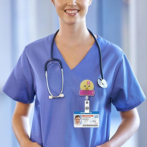 YAZMEEN Nurse Retractable Badge Reel with Alligator Clip Ortho ID Card Badge Holder Cute Bone Badge Funny Pink Glitter Badge Reel Gift for Orthopedic Nurse Doctor Assistant Student Medical Staff in Saudi Arabia