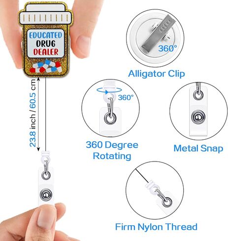 YAZMEEN Nurse Retractable Badge Reel with Alligator Clip Ortho ID Card Badge Holder Cute Bone Badge Funny Pink Glitter Badge Reel Gift for Orthopedic Nurse Doctor Assistant Student Medical Staff in Saudi Arabia