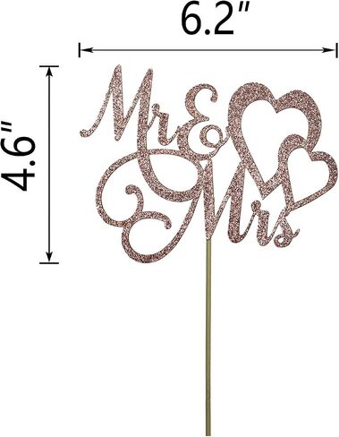 قطعة علوية لكعكة Mr & Mrs لامعة باللون الذهبي الوردي للعروس والعريس، لافتة الزفاف، والخطوبة، وزينة كعكة الذكرى السنوية للزفاف in Saudi Arabia
