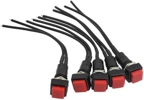 5 x 10mm Red Square Wired Car Horn Momentary Push Button Switch AC 250V 3A in Saudi Arabia