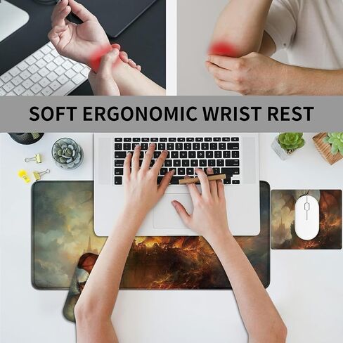 Desk Mat + Mouse Pad + Mouse Wrist Rest,3 PCS Set Ergonomic Memory Foam Mouse Wrist Rest with Durable Anti-Slip Rubber Base for Office,Home & Easy Typing Pain Relief,Pink Flash Scripture 46:5 in Saudi Arabia