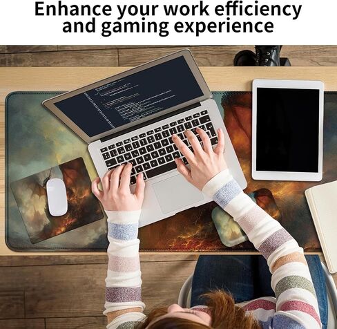 Desk Mat + Mouse Pad + Mouse Wrist Rest,3 PCS Set Ergonomic Memory Foam Mouse Wrist Rest with Durable Anti-Slip Rubber Base for Office,Home & Easy Typing Pain Relief,Pink Flash Scripture 46:5 in Saudi Arabia