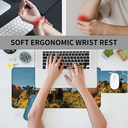 Desk Mat + Mouse Pad + Mouse Wrist Rest,3 PCS Set Ergonomic Memory Foam Mouse Wrist Rest with Durable Anti-Slip Rubber Base for Office,Home & Easy Typing Pain Relief,Pink Flash Scripture 46:5 in Saudi Arabia