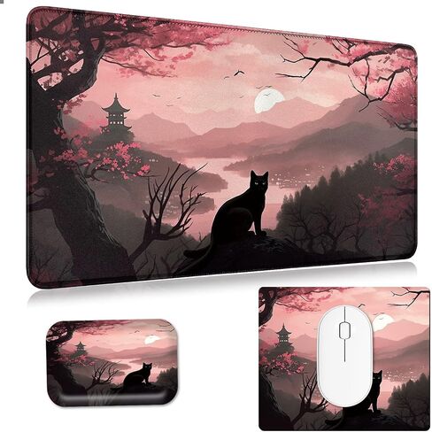 Desk Mat + Mouse Pad + Mouse Wrist Rest,3 PCS Set Ergonomic Memory Foam Mouse Wrist Rest with Durable Anti-Slip Rubber Base for Office,Home & Easy Typing Pain Relief,Pink Flash Scripture 46:5 in Saudi Arabia