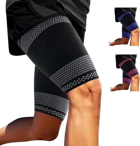 ABYON Thigh Compression Sleeves (Pair), Hamstring Compression Sleeve for Quad & Groin Pain Relief & Recovery, Thigh Brace Support Anti Slip Upper Leg Sleeves for Men and Women,Great for Running in Saudi Arabia