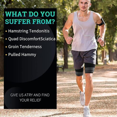 ABYON Thigh Compression Sleeves (Pair), Hamstring Compression Sleeve for Quad & Groin Pain Relief & Recovery, Thigh Brace Support Anti Slip Upper Leg Sleeves for Men and Women,Great for Running in Saudi Arabia