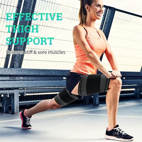 ABYON Thigh Compression Sleeves (Pair), Hamstring Compression Sleeve for Quad & Groin Pain Relief & Recovery, Thigh Brace Support Anti Slip Upper Leg Sleeves for Men and Women,Great for Running in Saudi Arabia