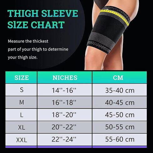 ABYON Thigh Compression Sleeves (Pair), Hamstring Compression Sleeve for Quad & Groin Pain Relief & Recovery, Thigh Brace Support Anti Slip Upper Leg Sleeves for Men and Women,Great for Running in Saudi Arabia