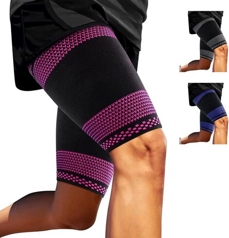 ABYON Thigh Compression Sleeves (Pair), Hamstring Compression Sleeve for Quad & Groin Pain Relief & Recovery, Thigh Brace Support Anti Slip Upper Leg Sleeves for Men and Women,Great for Running in Saudi Arabia