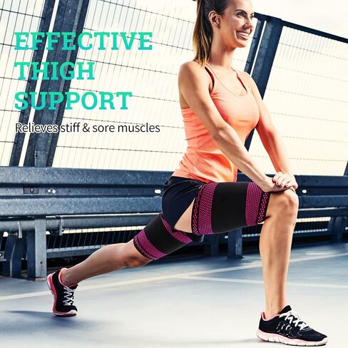 ABYON Thigh Compression Sleeves (Pair), Hamstring Compression Sleeve for Quad & Groin Pain Relief & Recovery, Thigh Brace Support Anti Slip Upper Leg Sleeves for Men and Women,Great for Running in Saudi Arabia