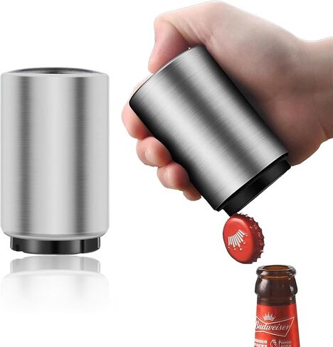 Bottle Cap Opener Destapadores de Cerveza Automatic Beer Bottle Opener, Down-Pop Off Beer Bottle Opener with Magnetic Cap Catcher,Funny Kitchen Gadgets, Beer Accessories, Men Beer Gift（Black） in Saudi Arabia