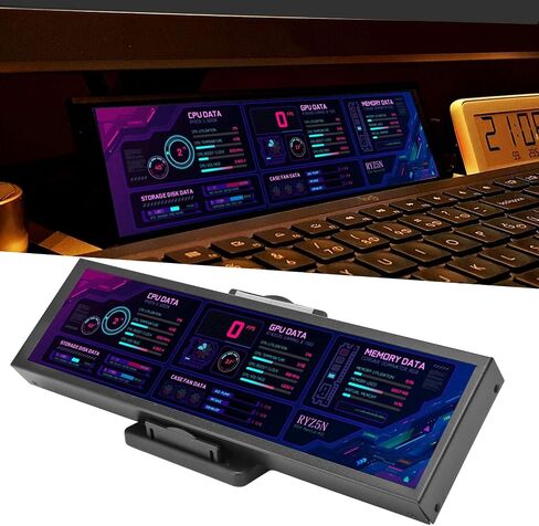 Computer Temp Monitor, 8.8 Inch IPS USB C Mini Screen, AIDA64 PC Temperature Display, CPU GPU SSD Data Monitor, PC Sensor Panel for Desktop Gaming (Black) in Saudi Arabia