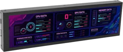 Computer Temp Monitor, 8.8 Inch IPS USB C Mini Screen, AIDA64 PC Temperature Display, CPU GPU SSD Data Monitor, PC Sensor Panel for Desktop Gaming (Black) in Saudi Arabia