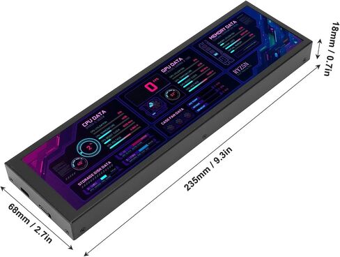Computer Temp Monitor, 8.8 Inch IPS USB C Mini Screen, AIDA64 PC Temperature Display, CPU GPU SSD Data Monitor, PC Sensor Panel for Desktop Gaming (Black) in Saudi Arabia