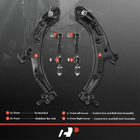 A-Premium Set of 6, Front Lower Control Arm, Sway Bar Link, Outer Tie Rod End, Compatible with Nissan Sentra 2001 2002 2003 2004 2005 2006 in Saudi Arabia