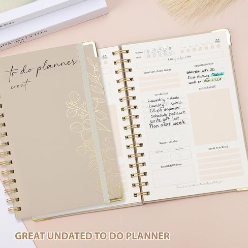EOOUT To Do List Notepad، مفكرة مخطط يومي، مفكرة مخطط تجريب مجلة اللياقة البدنية، 160 صفحة، دفتر تخطيط 8.5 × 5.7 بوصة، هدايا مكتب الفصل الدراسي، بيج in Saudi Arabia