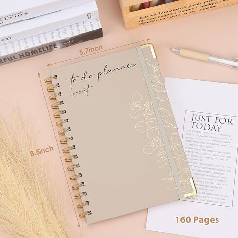 EOOUT To Do List Notepad، مفكرة مخطط يومي، مفكرة مخطط تجريب مجلة اللياقة البدنية، 160 صفحة، دفتر تخطيط 8.5 × 5.7 بوصة، هدايا مكتب الفصل الدراسي، بيج in Saudi Arabia