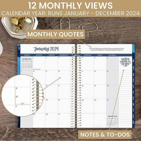 bloom daily planners 2024 Calendar Year Day Planner (January 2024 - December 2024) - 5.5" x 8.25" - Weekly/Monthly Agenda Organizer Book with Stickers & Bookmark - Blue Kintsugi in Saudi Arabia
