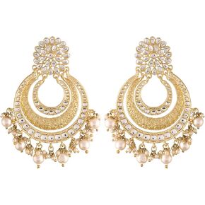 Aheli Classy Traditional Chandbali Earrings Indian Wedding Bridal Bollywood Fashion Jewelry for Women Blue