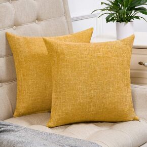 Anickal Fall Pillow Covers 18x18 Inch for Fall Decor Set of 2 Burnt Orange Rustic Linen Decorative Square Throw Pillow Covers Cushion Case for Sofa Couch Farmhouse Home Decorations