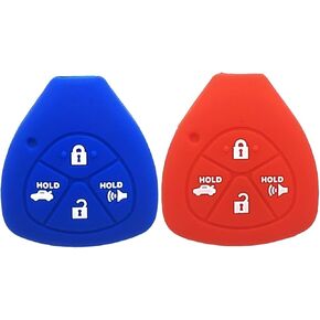 XUHANG Sillicone key fob Skin key Cover Keyless Entry Remote Case Protector Shell for TOYOTA Camry Avalon Matrix Corolla Land Cruiser 4 button smart remote key red