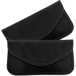 2PCS Faraday Signal Blocking Bag, Key Fob Protector, RFID Faraday Pouch Cage Box Wallet Case for Cell Phone Privacy Protection, Anti-Hacking RFID Card Protector Signal Shielding (Black)