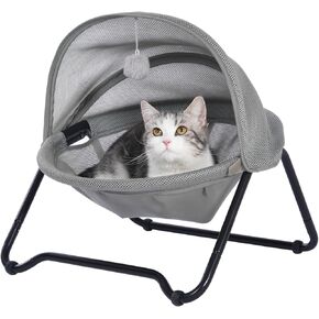 Cat Bed, Cat Hammock, Free-Standing Elevated Pet Hammock Bed, Small Dog Bed with Removable Washable Mesh, for Sleeping Pets up to 20 lb, Couch for Indoors Usded in Summer