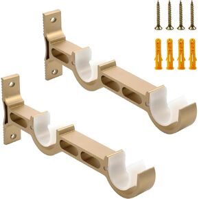 Oedema 2 PCS Double Curtain Rod Bracket Black Dual Curtain Rod Brackets Double Curtain Rod Holder for 0.9" Drapery Rod Shower Curtain Rod Living Room Home Office