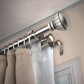 Rod Desyne Felicity 13/16" Triple Curtain Rod, 66-120 inch, Satin Nickel