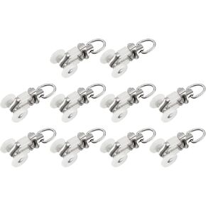 Curtain Track Rollers (10.5mm/0.41") 10Pcs, Plastic Twin Wheeled Carriers Drapery Rail Sliding Glider - for Home Window Curtain Tracks